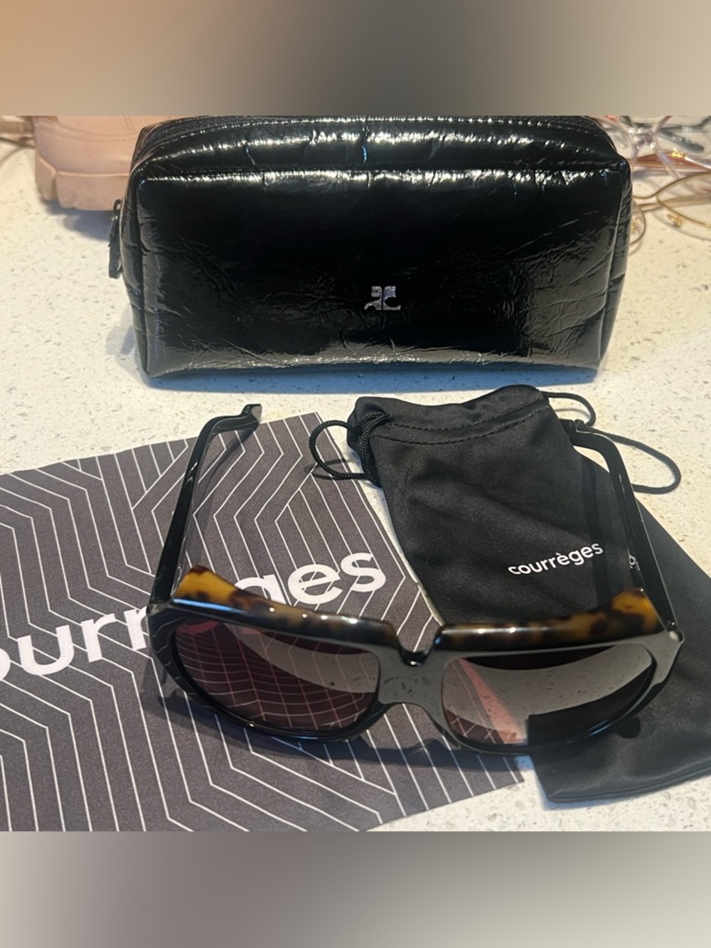 Courreges x Alain Mikli black brown oversized sunglasses
